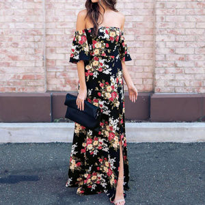 taylori Off the Shoulder Floral Print Dress